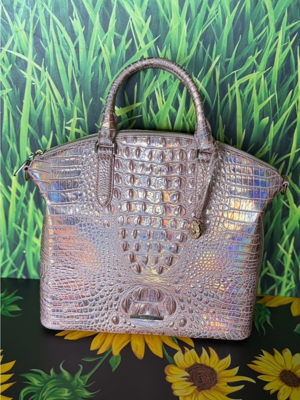Brahmin Large Duxbury Melbourne Rose Gold Satchel NWT METALLIC HOLOGRAPHIC
